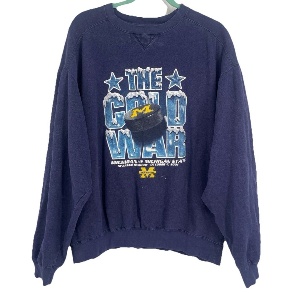 Vintage Michigan Cold War 2001 Sweatshirt vs Michigan State Y2K Rare Pro Edge